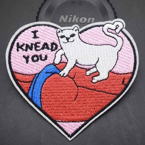 Funny Cat 'I Knead You' Embroidered Patch