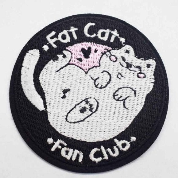Cute Fat Cat Fan Club Embroidered Patch