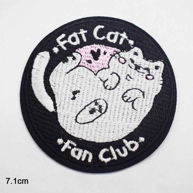 Cute Fat Cat Fan Club Embroidered Patch
