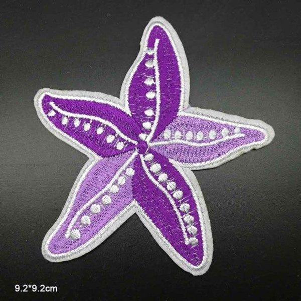 Purple Starfish Embroidered Patch