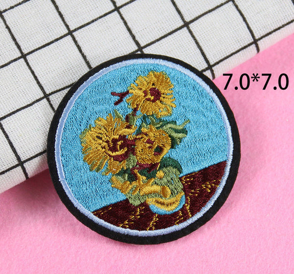 Painting 'Sunflowers | Pot 1.0' Embroidered Patch