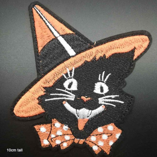 Halloween 'Black Cat | Witch Hat' Embroidered Patch
