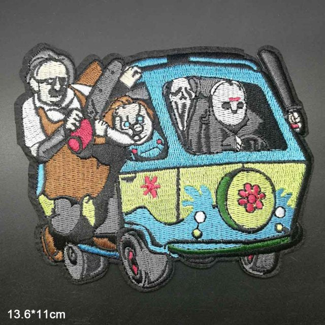 Classic Horror Killers on Mystery Machine Van '1.0' Embroidered Patch