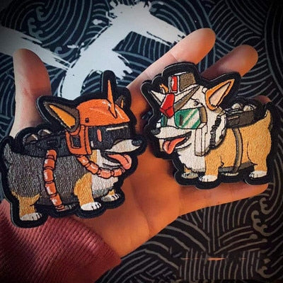 Corgi 'Gundam Costume | Set of 2 ' Embroidered Velcro Patch