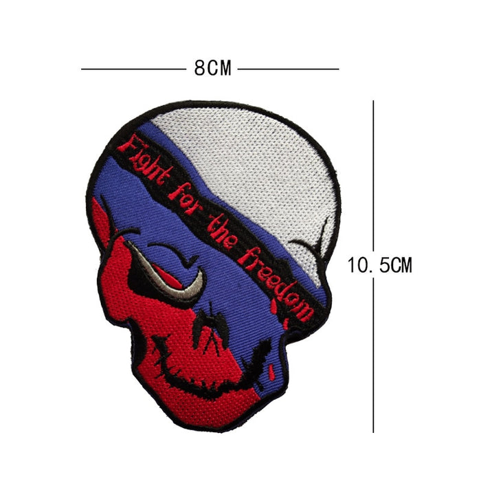 Russia Flag Skull 'Fight For The Freedom' Embroidered Velcro Patch