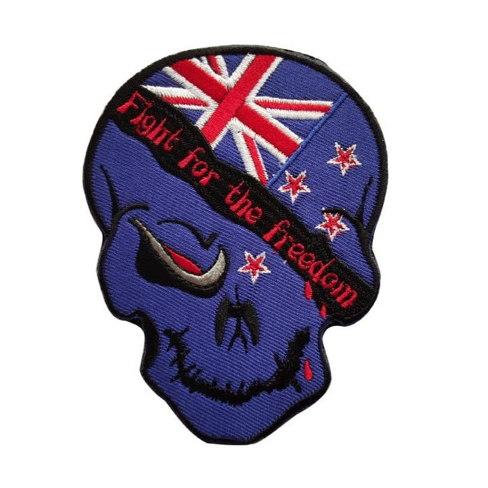Australia Flag Skull 'Fight For The Freedom' Embroidered Velcro Patch
