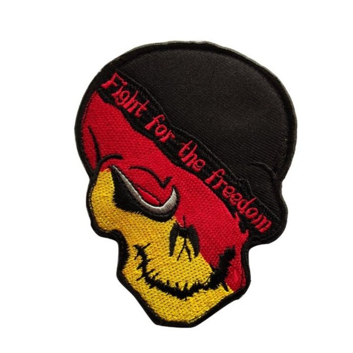 Germany Flag Skull 'Fight For The Freedom' Embroidered Velcro Patch