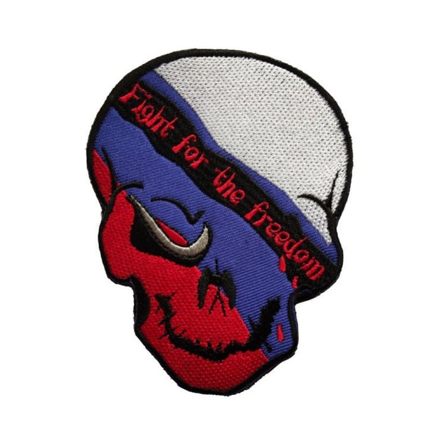 Russia Flag Skull 'Fight For The Freedom' Embroidered Velcro Patch