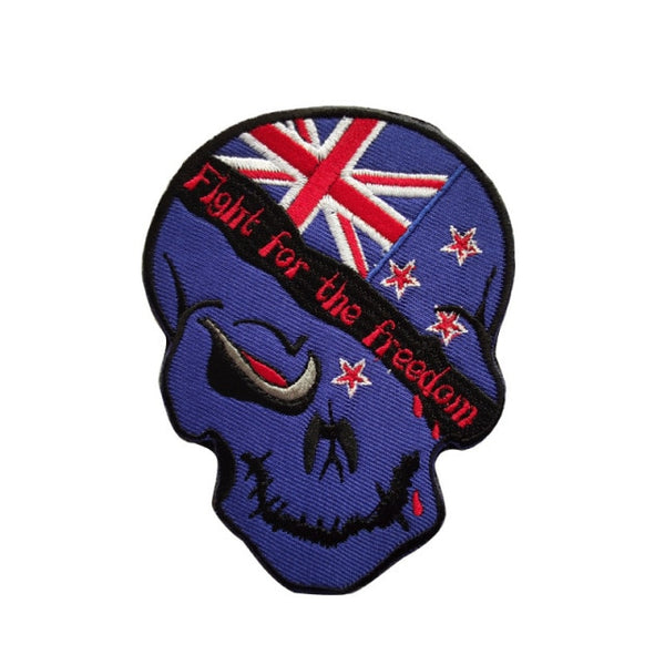 Australia Flag Skull 'Fight For The Freedom' Embroidered Velcro Patch