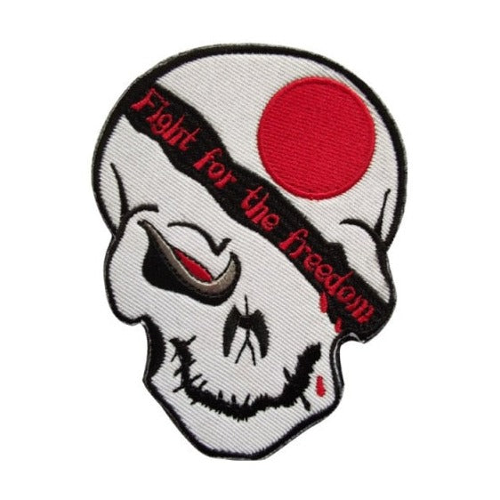 Japan Flag Skull 'Fight For The Freedom' Embroidered Velcro Patch