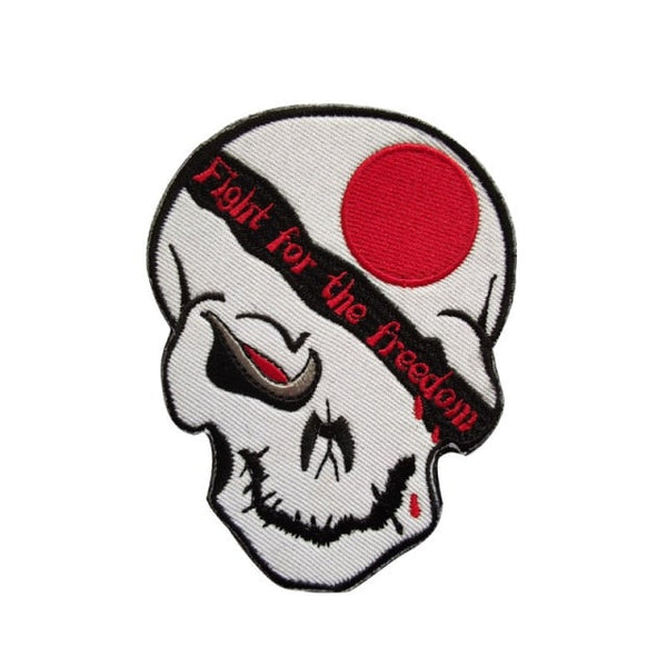 Japan Flag Skull 'Fight For The Freedom' Embroidered Velcro Patch