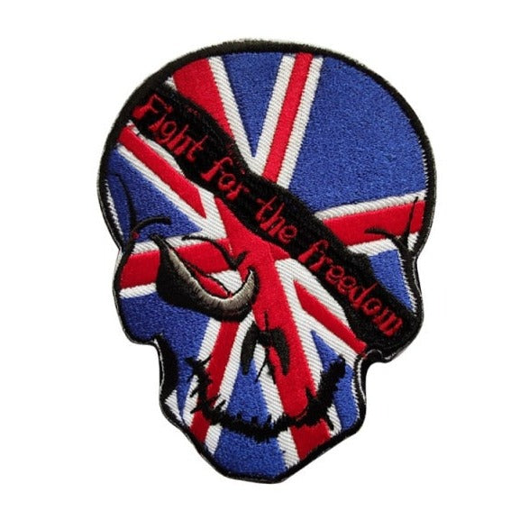 United Kingdom Flag Skull 'Fight For The Freedom' Embroidered Velcro Patch