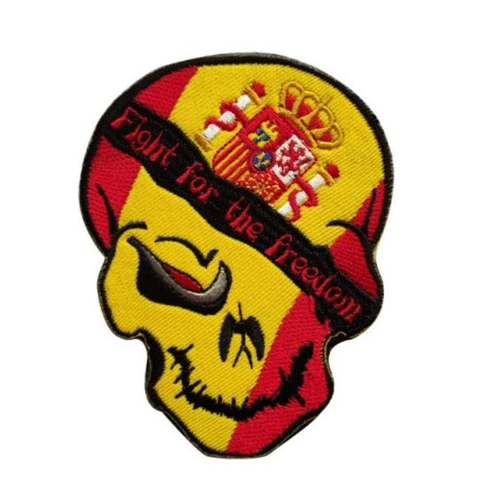 Spain Flag Skull 'Fight For The Freedom' Embroidered Velcro Patch