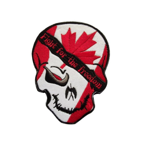 Canada Flag Skull 'Fight For The Freedom' Embroidered Velcro Patch