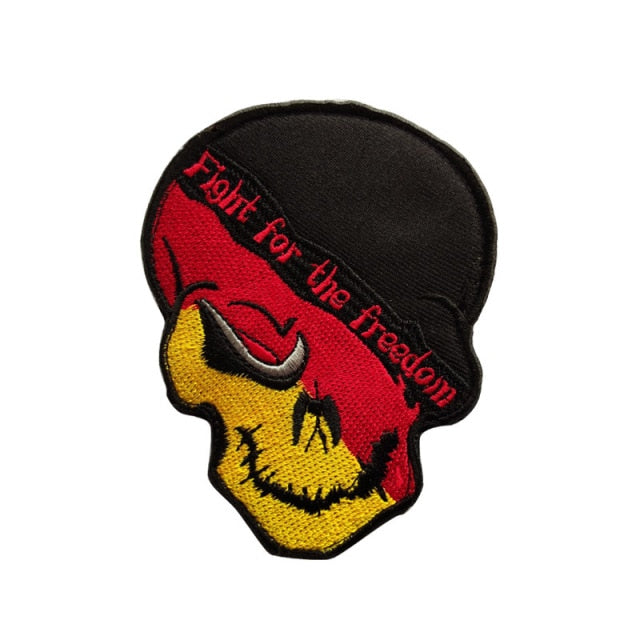 Germany Flag Skull 'Fight For The Freedom' Embroidered Velcro Patch