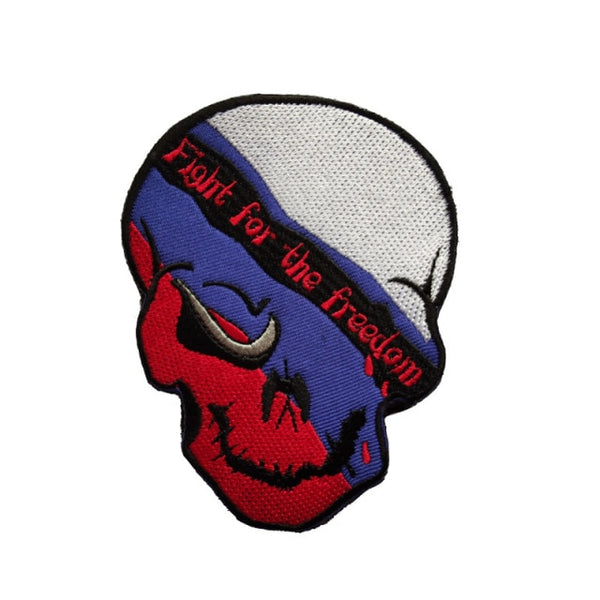 Russia Flag Skull 'Fight For The Freedom' Embroidered Velcro Patch