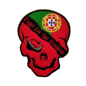 Portugal Flag Skull 'Fight For The Freedom' Embroidered Velcro Patch