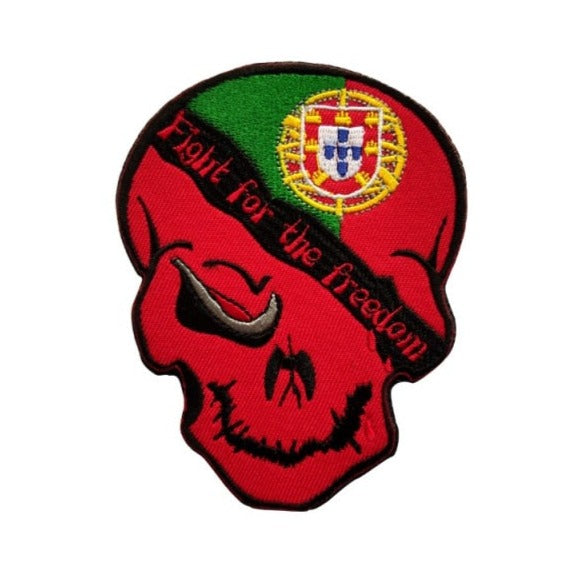 Portugal Flag Skull 'Fight For The Freedom' Embroidered Velcro Patch