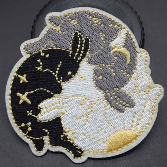 Cute 'Trio Bunnies | Sun-Moon-Stars | Yin Yang' Embroidered Patch