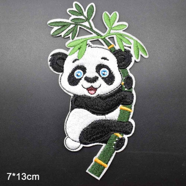 Cute 'Panda | Hanging | Bamboo' Embroidered Patch