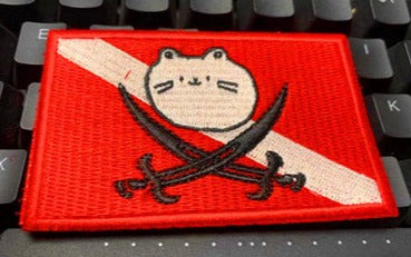 Cool 'Pirate Swords | Cat Head' Embroidered Velcro Patch