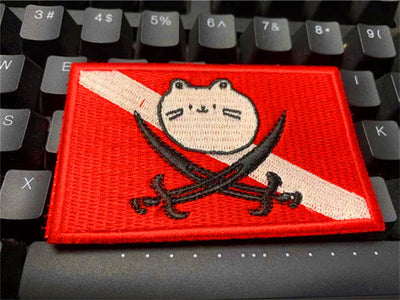 Cool 'Pirate Swords | Cat Head' Embroidered Velcro Patch