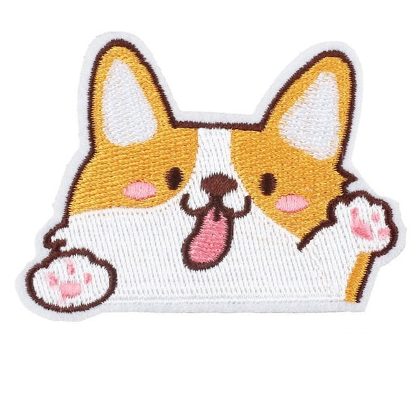 Cute Dog 'Welsh Corgi | Waving' Embroidered Patch