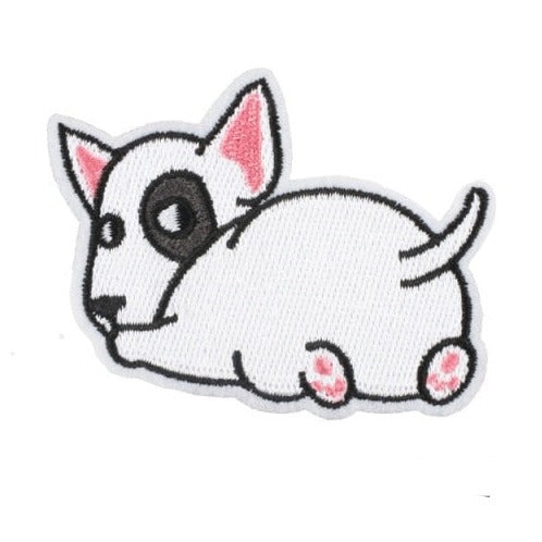 Cute Dog 'Bull Terrier | Black Eye' Embroidered Patch