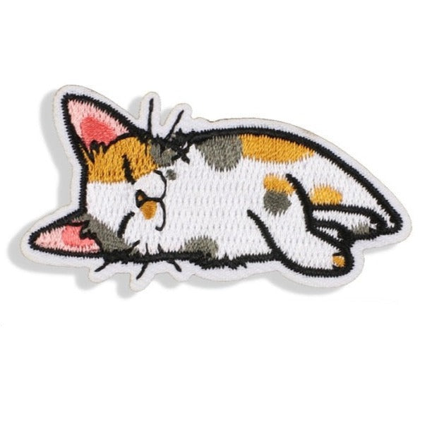 Cute Cat 'Gray & Brown Dots | Sleeping' Embroidered Patch