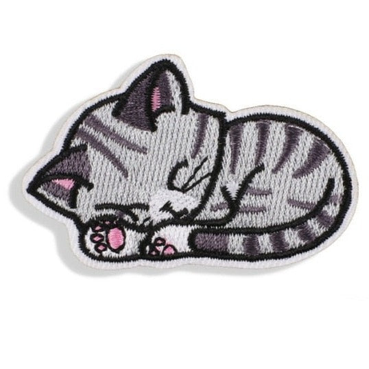 Cute Cat 'Gray Striped | Sleeping' Embroidered Patch