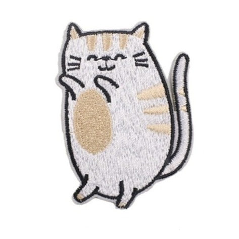 Cute Cat 'Gray | Hands Up' Embroidered Patch
