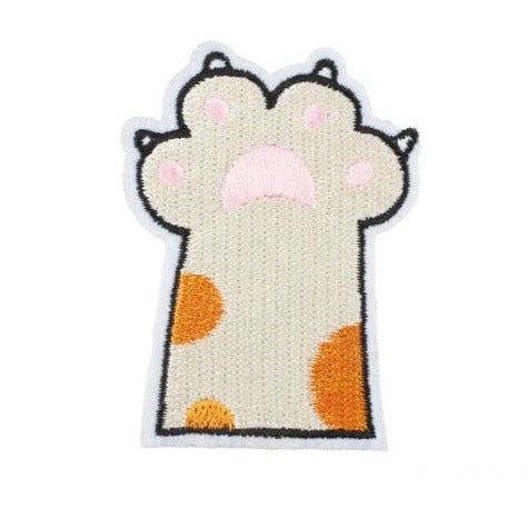 Cute 'Cat Paw | Light Brown Dots' Embroidered Patch