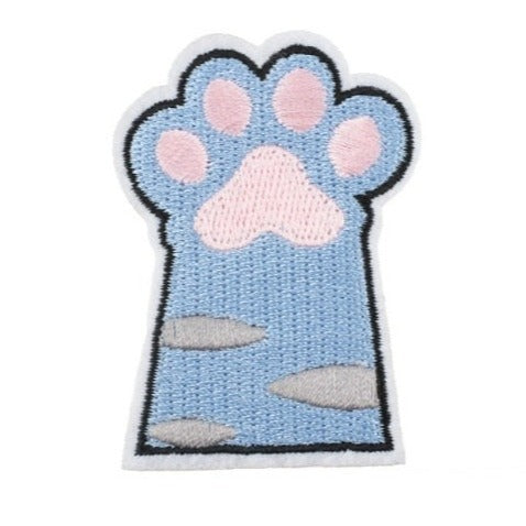 Cute 'Cat Paw | Sky Blue' Embroidered Patch