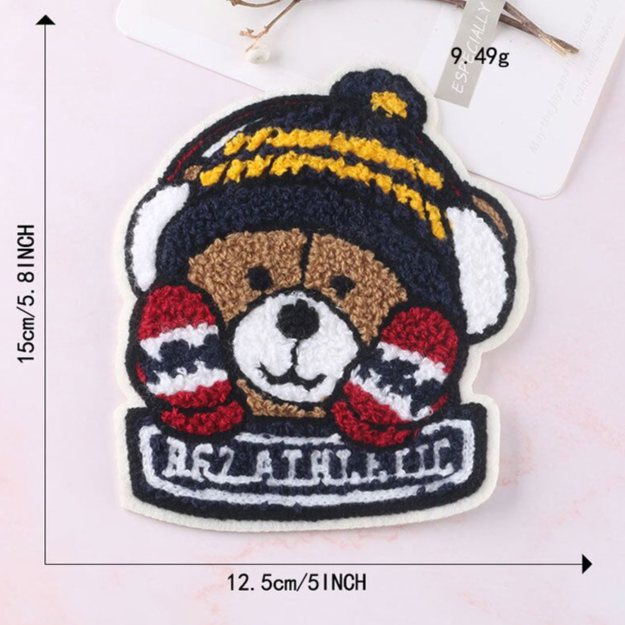 Cute 'Small Teddy Bear | Athletic | Head' Embroidered Patch