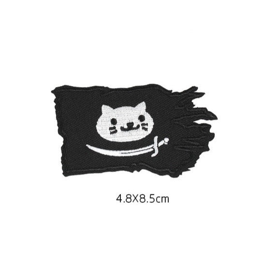 Pirate 'Smiling Cat Flag | Cutlass' Embroidered Velcro Patch