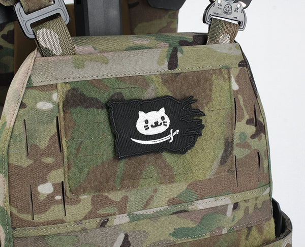 Pirate 'Smiling Cat Flag | Cutlass' Embroidered Velcro Patch