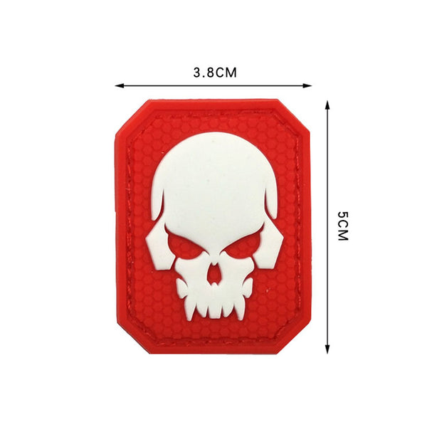 Skull Demon 'Night Luminous Skull Red' PVC Rubber Velcro Patch