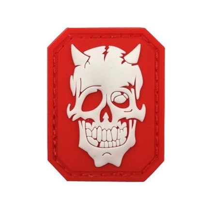 Skull Devil 'Night Luminous Skull Red' PVC Rubber Velcro Patch