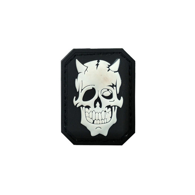 Skull Devil 'Night Luminous Skull Black' PVC Rubber Velcro Patch