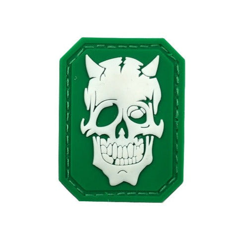 Skull Devil 'Night Luminous Skull Green' PVC Rubber Velcro Patch