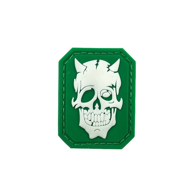 Skull Devil 'Night Luminous Skull Green' PVC Rubber Velcro Patch
