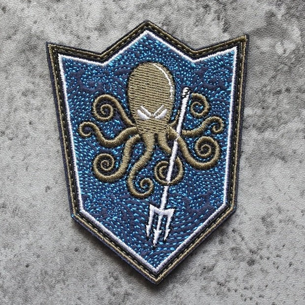 Hachi 'Octopus | Trident | Blue' Embroidered Velcro Patch