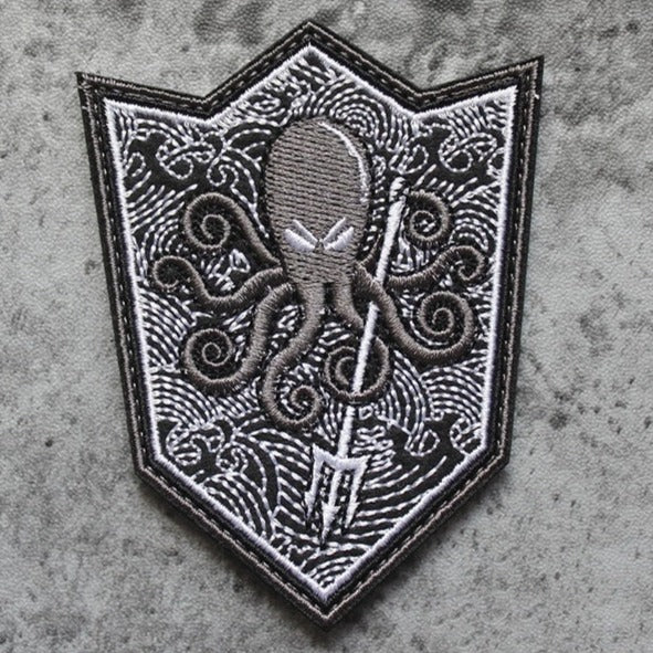 Hachi 'Octopus | Trident | Gray' Embroidered Velcro Patch