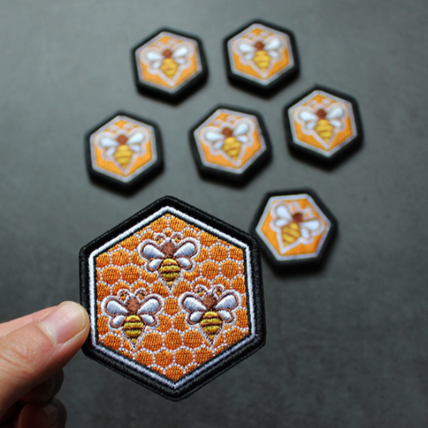 Honey Bee 'Honeycomb' Embroidered Velcro Patch