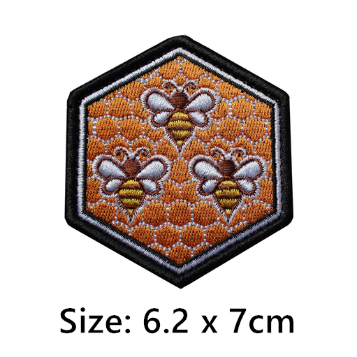 Honey Bee 'Honeycomb' Embroidered Velcro Patch