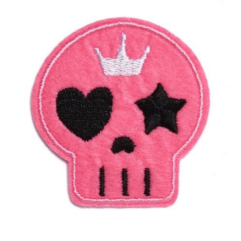 Punk Skull 'Pink | Crown' Embroidered Patch