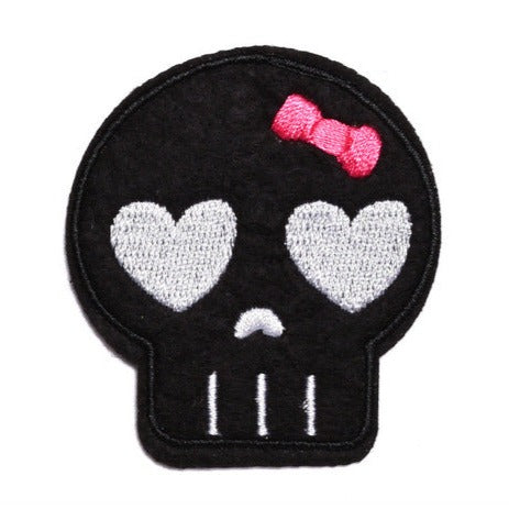 Punk Skull 'Heart Eyes | Pink Ribbon' Embroidered Patch