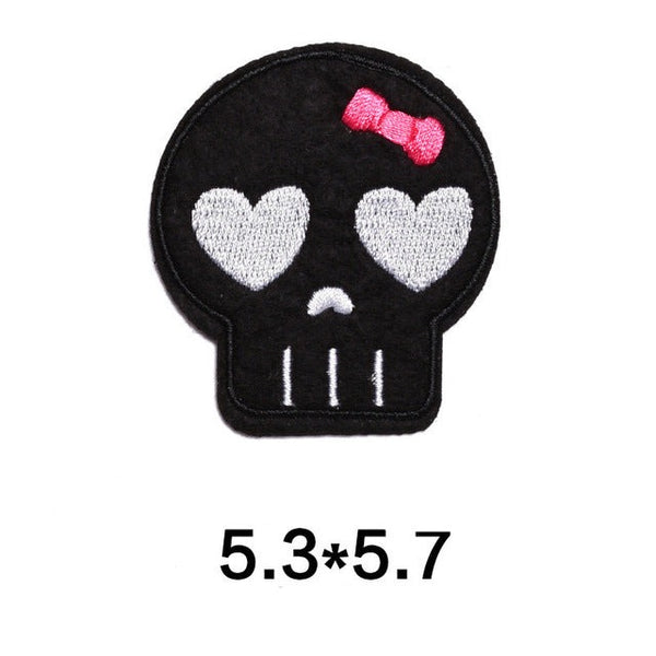 Punk Skull 'Heart Eyes | Pink Ribbon' Embroidered Patch