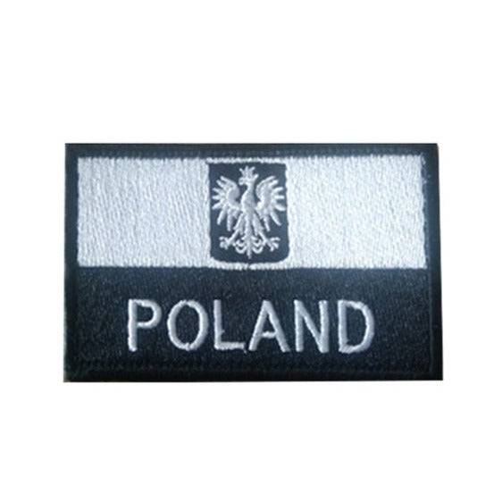 Poland 'Polish Flag | Black and White' Embroidered Velcro Patch