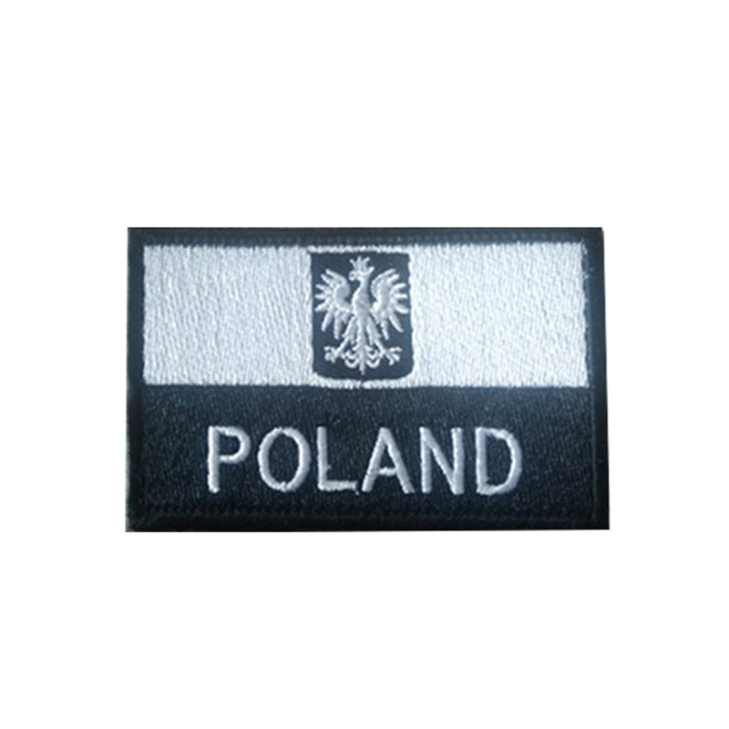 Co Patch and | Flag Little Embroidered White\' Patch \'Polish Velcro Poland — Black